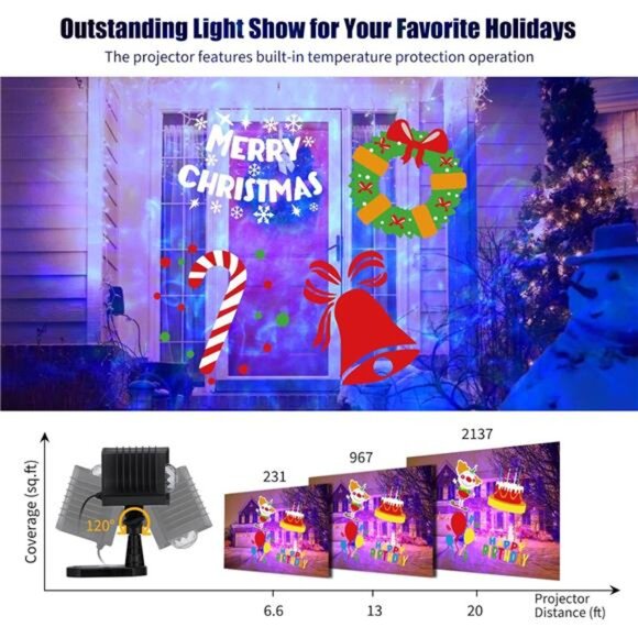 Halloween Christmas Projector Lights Outdoor 26 HD Effects 3D Ocean Wave Pattern - Picture 3 of 7